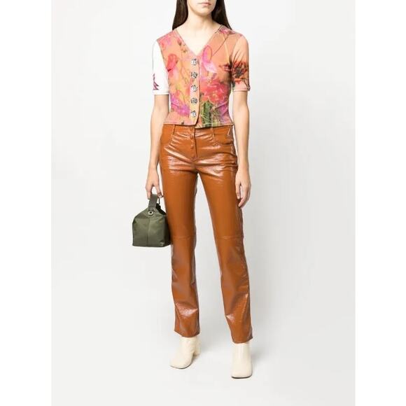 MSGM Vegan Leather Straight Leg Trousers Size XS NWT - Picture 2 of 11